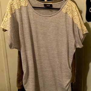 AGB grey and white stripped shirt